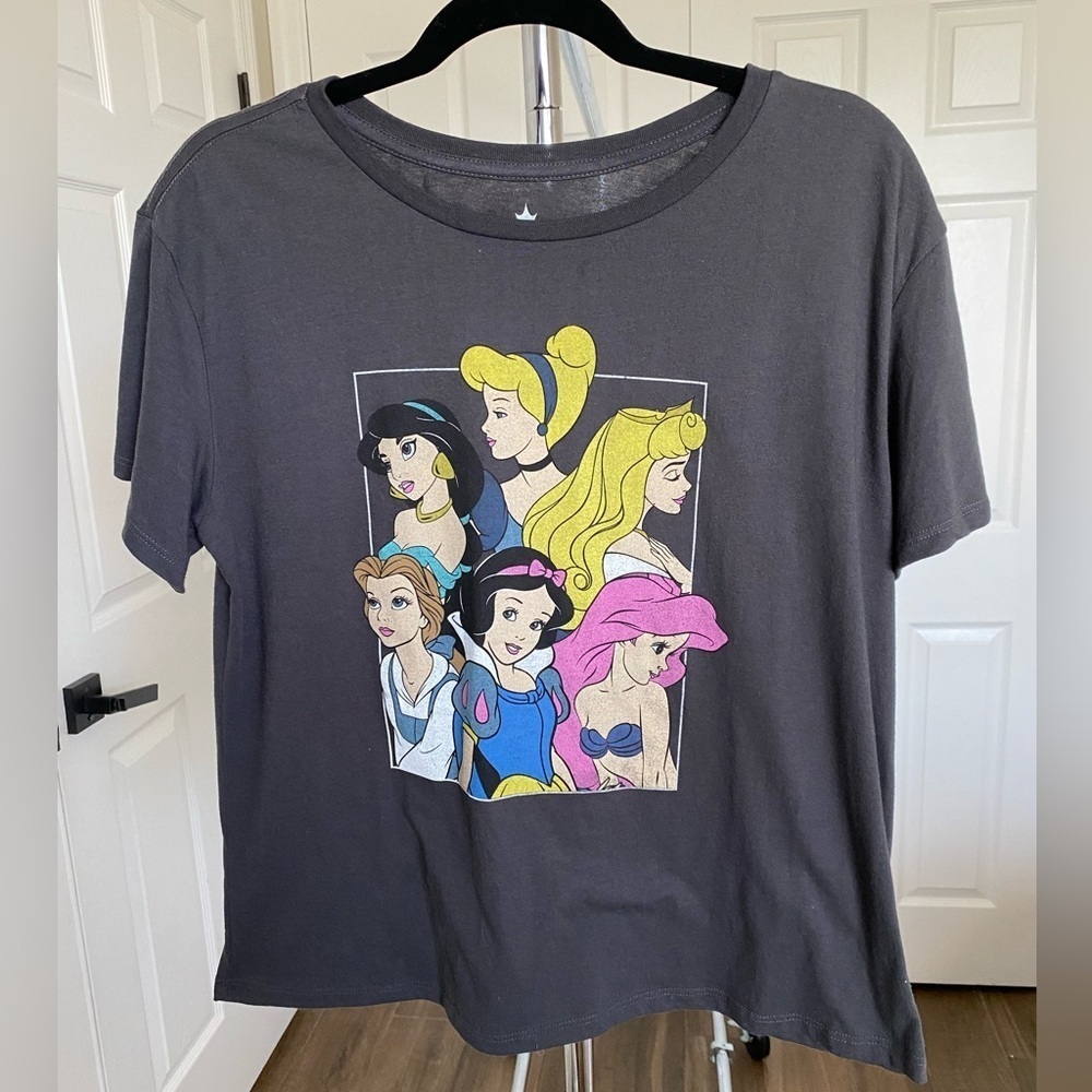 Disney Princess Girl's Short Sleeve T-Shirt Grey Multicolor Size 2XL